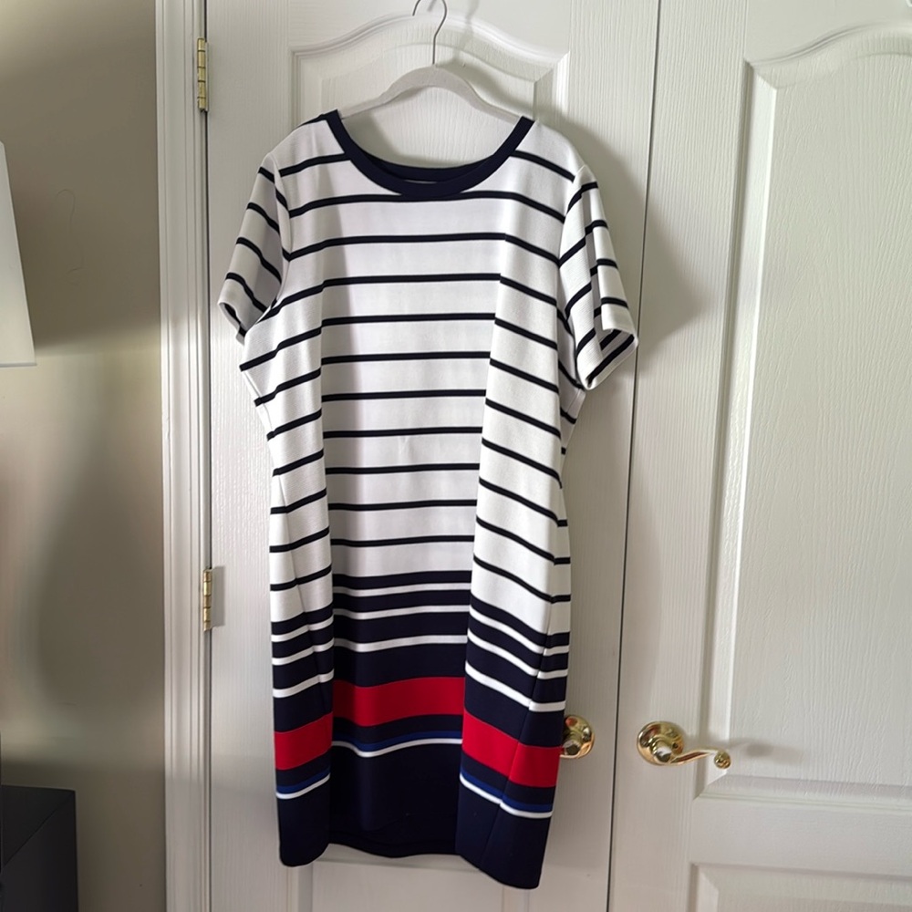 Striped Navy and Red Dress
